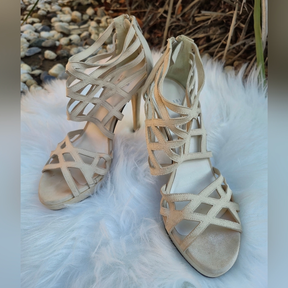 Stuart Weitzman Cream Strappy Heels‎